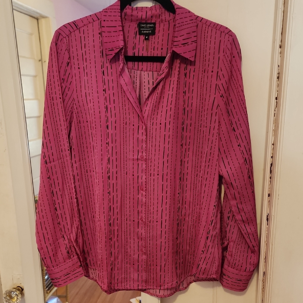 Pink and Black Striped Blouse